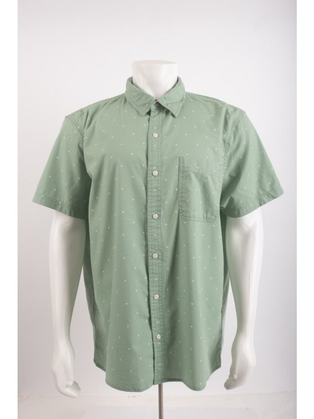 American Eagle Mens Button Up Shirt XXL Green Short Sleeve Polka dot NWOT